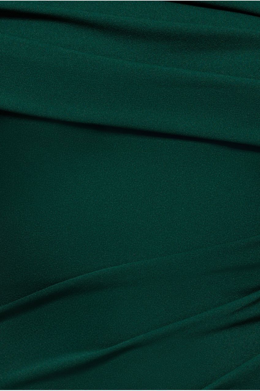 Scuba Crepe Pleated Drop Shoulder Midi Dress - Emerald Green DR4490