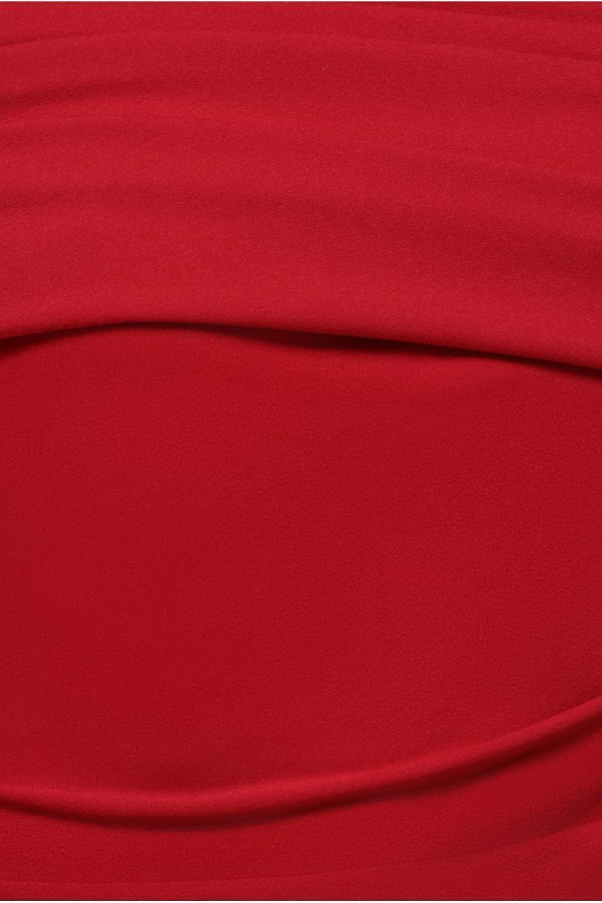 Scuba Crepe Pleated Drop Shoulder Midi Dress - Red DR4490