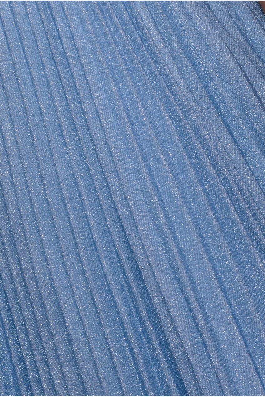 Sleeveless Pleated A Line Lurex Maxi Dress - Blue DR4494