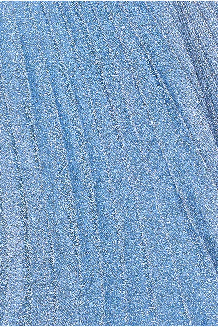Sleeveless Pleated A Line Lurex Maxi Dress - Blue DR4494