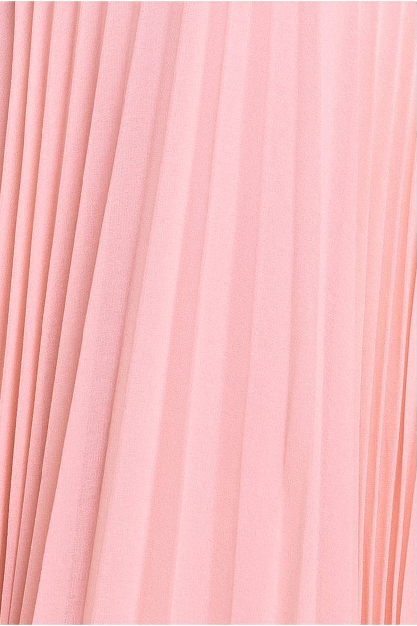 Cowl Neck Pleated A-Line Chiffon Midi Dress - Blush Pink DR4501M