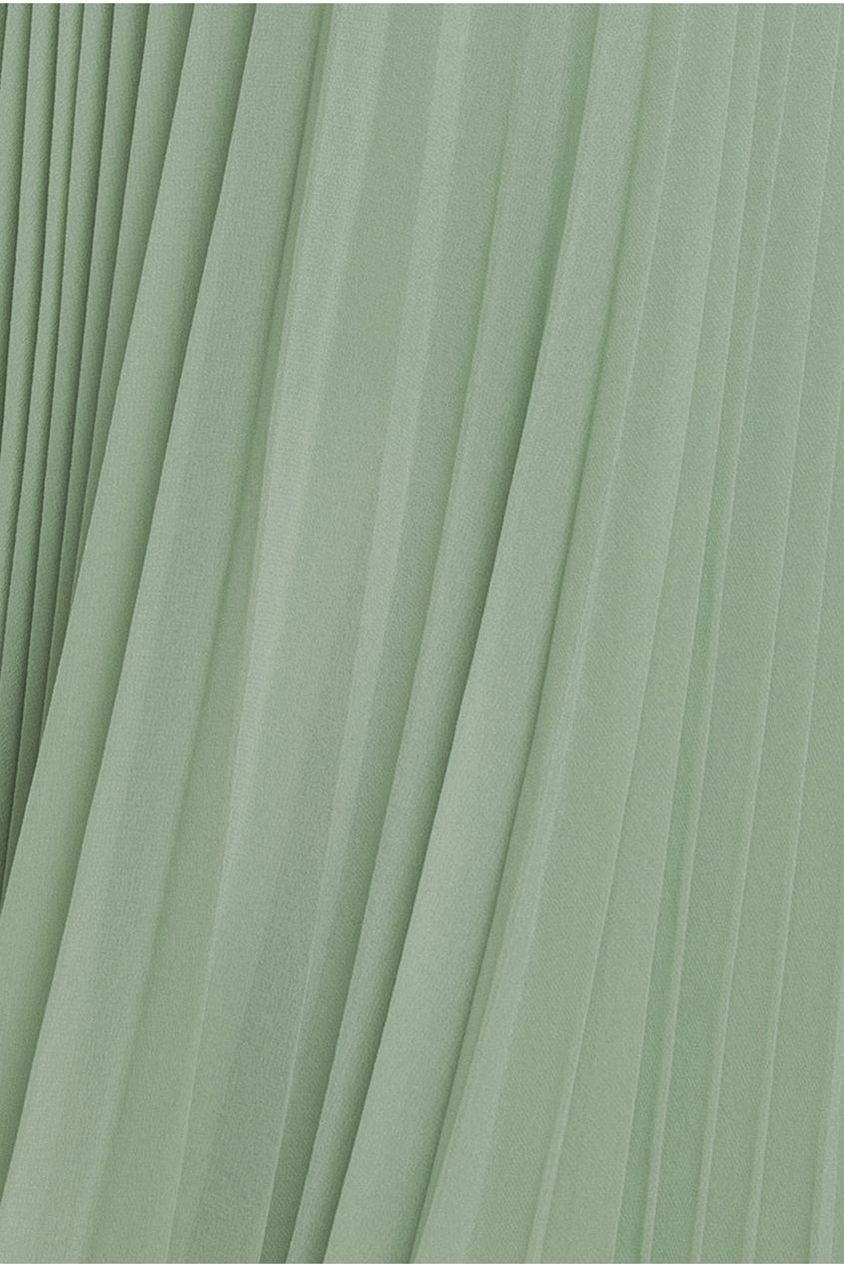 Cowl Neck Pleated A-Line Chiffon Midi Dress - Sage Green DR4501