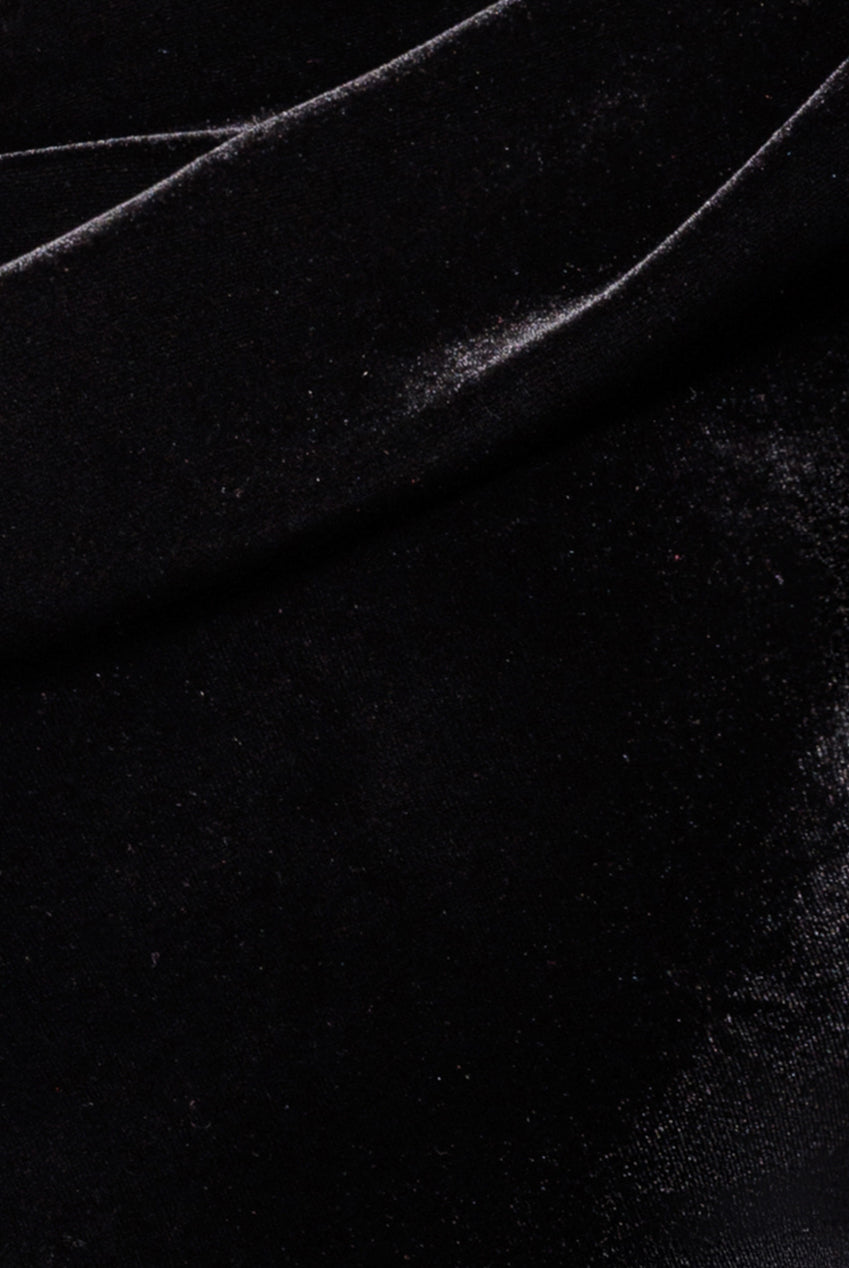 Cowl One Shoulder Velvet Maxi Dress - Black DR4504