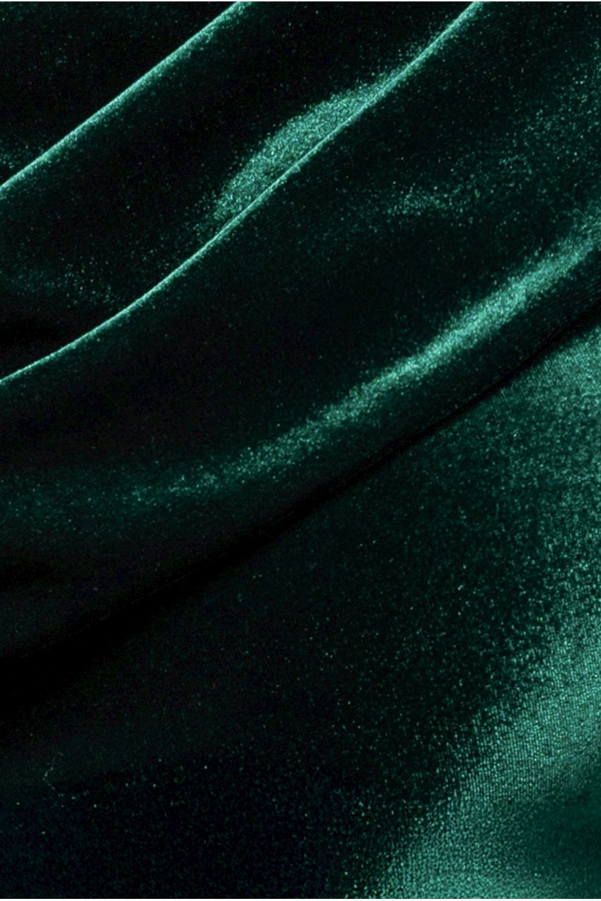 Cowl One Shoulder Velvet Maxi Dress - Emerald Green DR4504