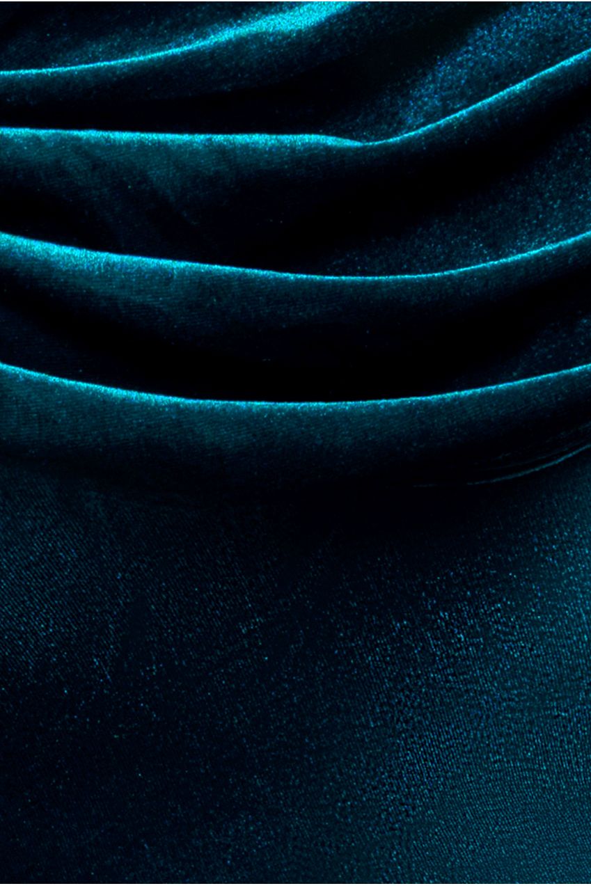 Cowl One Shoulder Velvet Maxi Dress - Teal DR4504