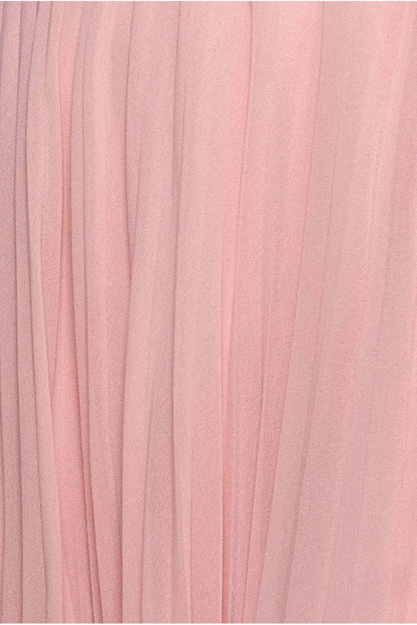 Cowl Neck One Shoulder A Line Chiffon Maxi Dress - Blush Pink DR4506
