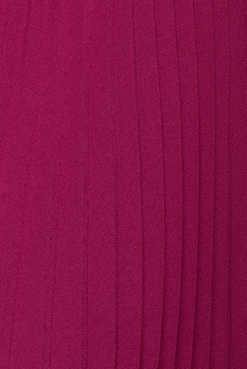 Cowl Neck One Shoulder A Line Chiffon Maxi Dress - Magenta DR4506
