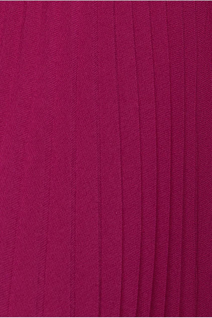 Cowl Neck One Shoulder A Line Chiffon Maxi Dress - Magenta DR4506
