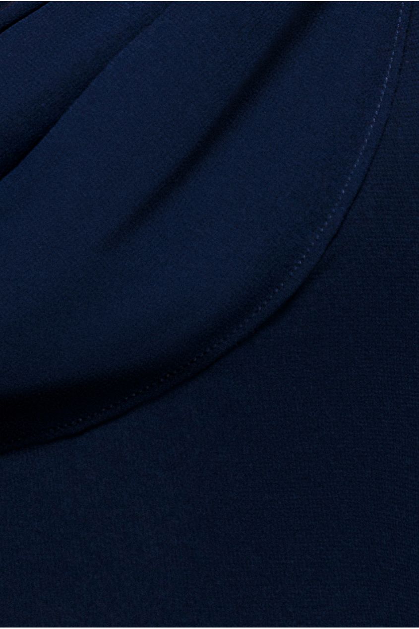 Cowl Neck One Shoulder A Line Chiffon Maxi Dress - Navy Blue DR4506