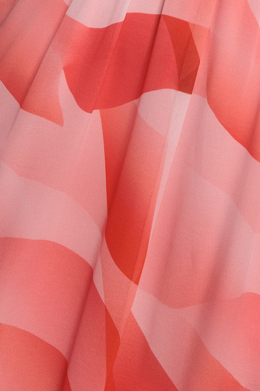 Printed Flutter Sleeve Chiffon Midi Dress - Coral DR4515