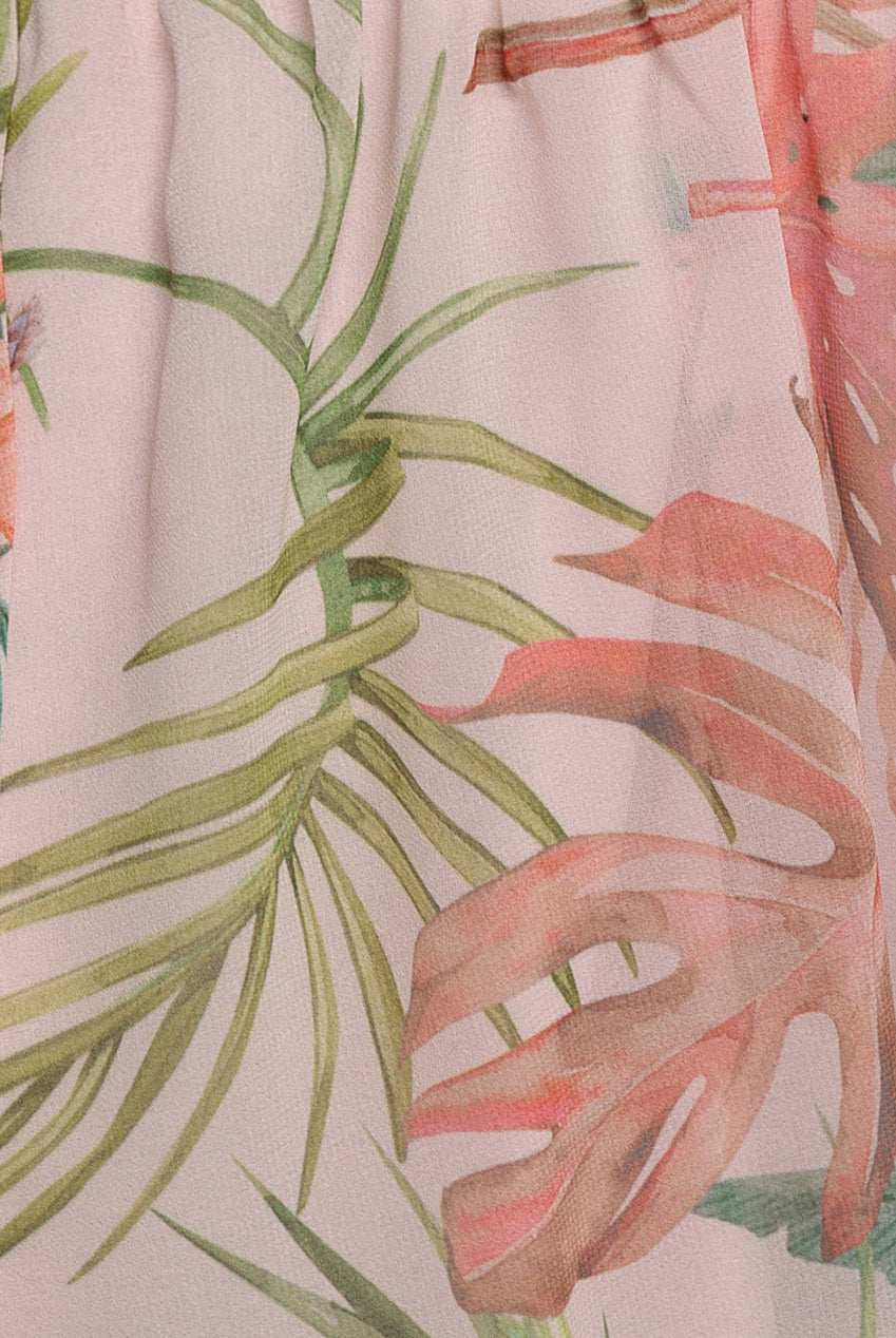 Floral Printed Flutter Sleeve Chiffon Midi Dress - Off White DR4515