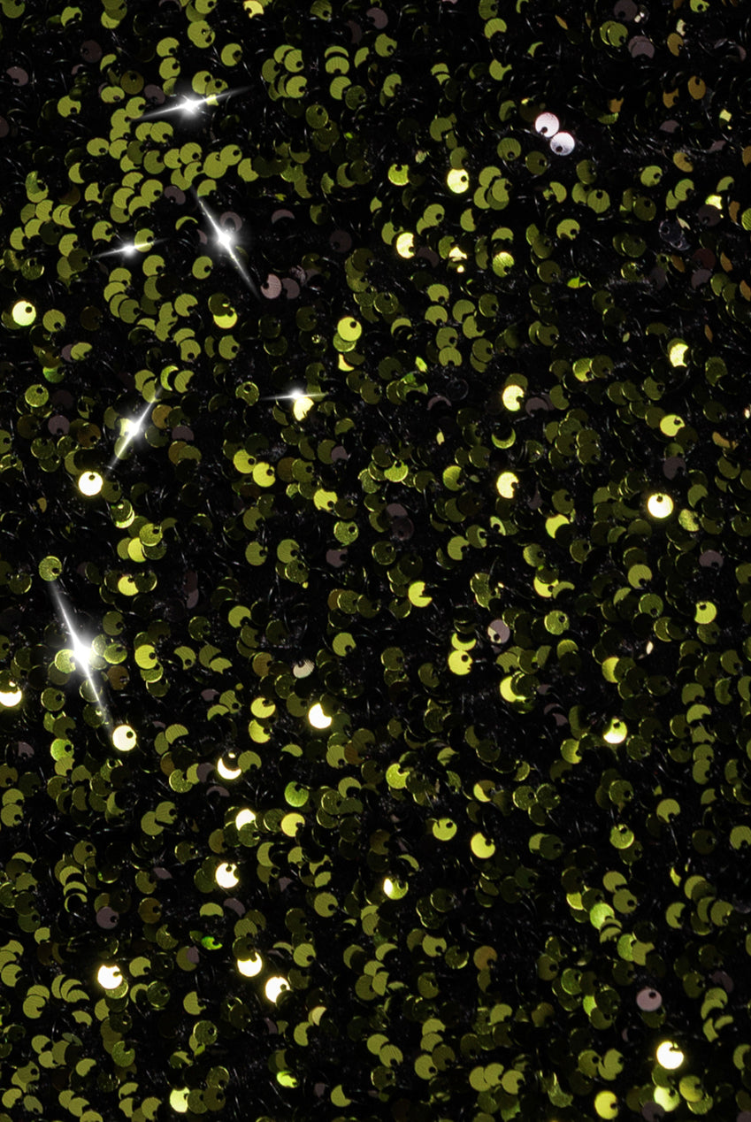 Sequin Velvet Bardot Evening Maxi Dress - Olive Green DR4525