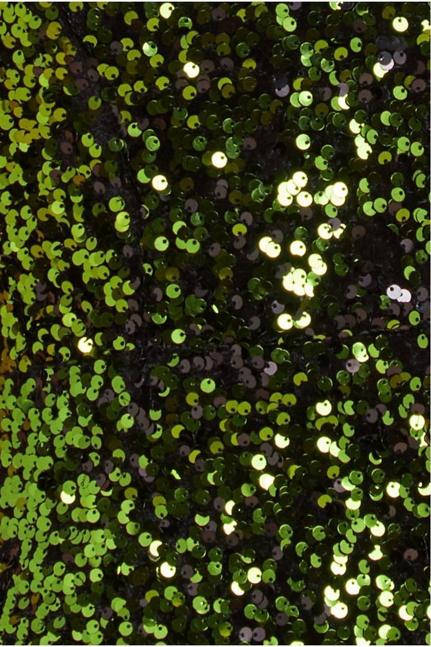 Sequin Velvet Bardot Evening Maxi Dress - Olive Green DR4525