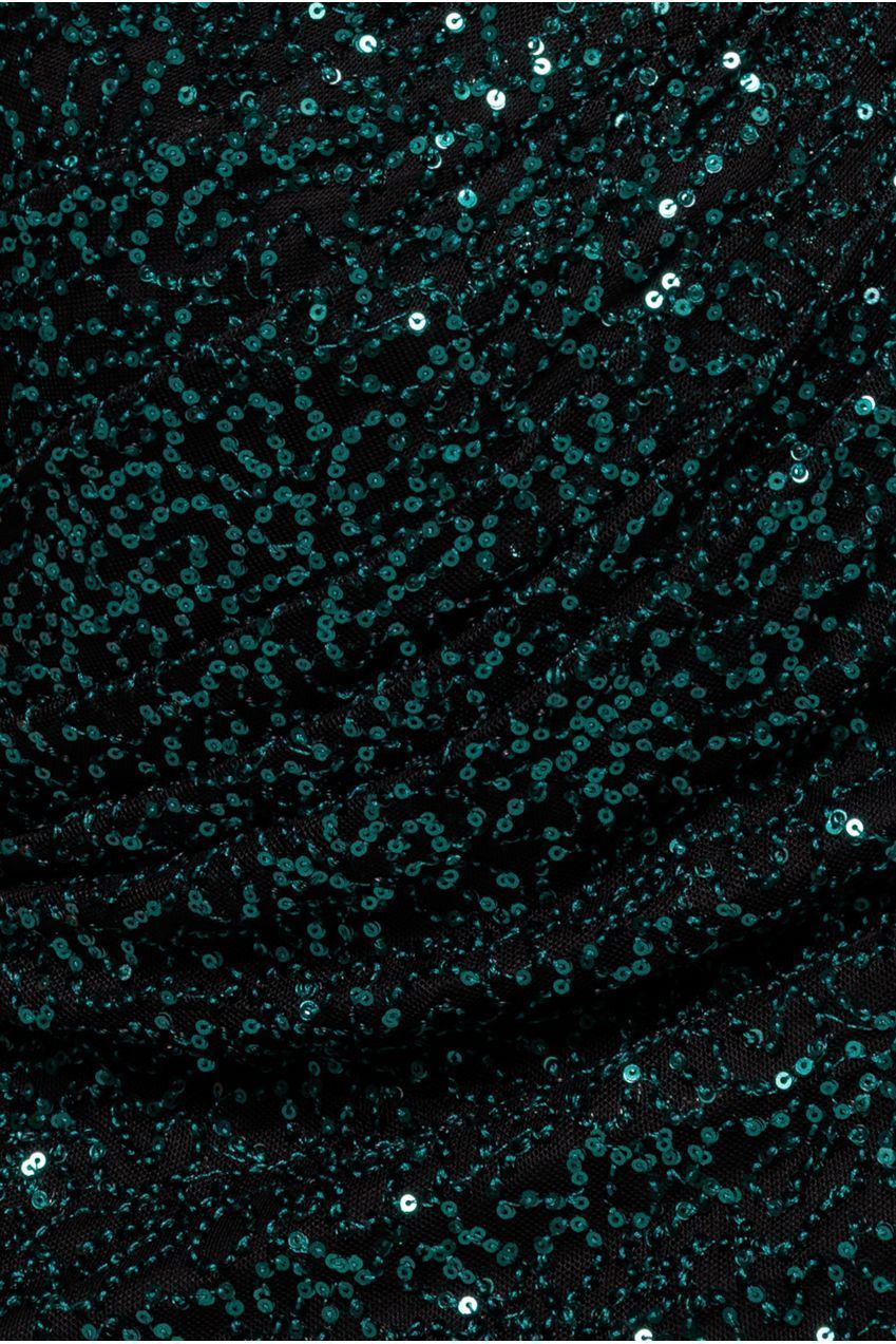 Sequin Cowl One Shoulder Midi Dress - Emerald Green DR4529