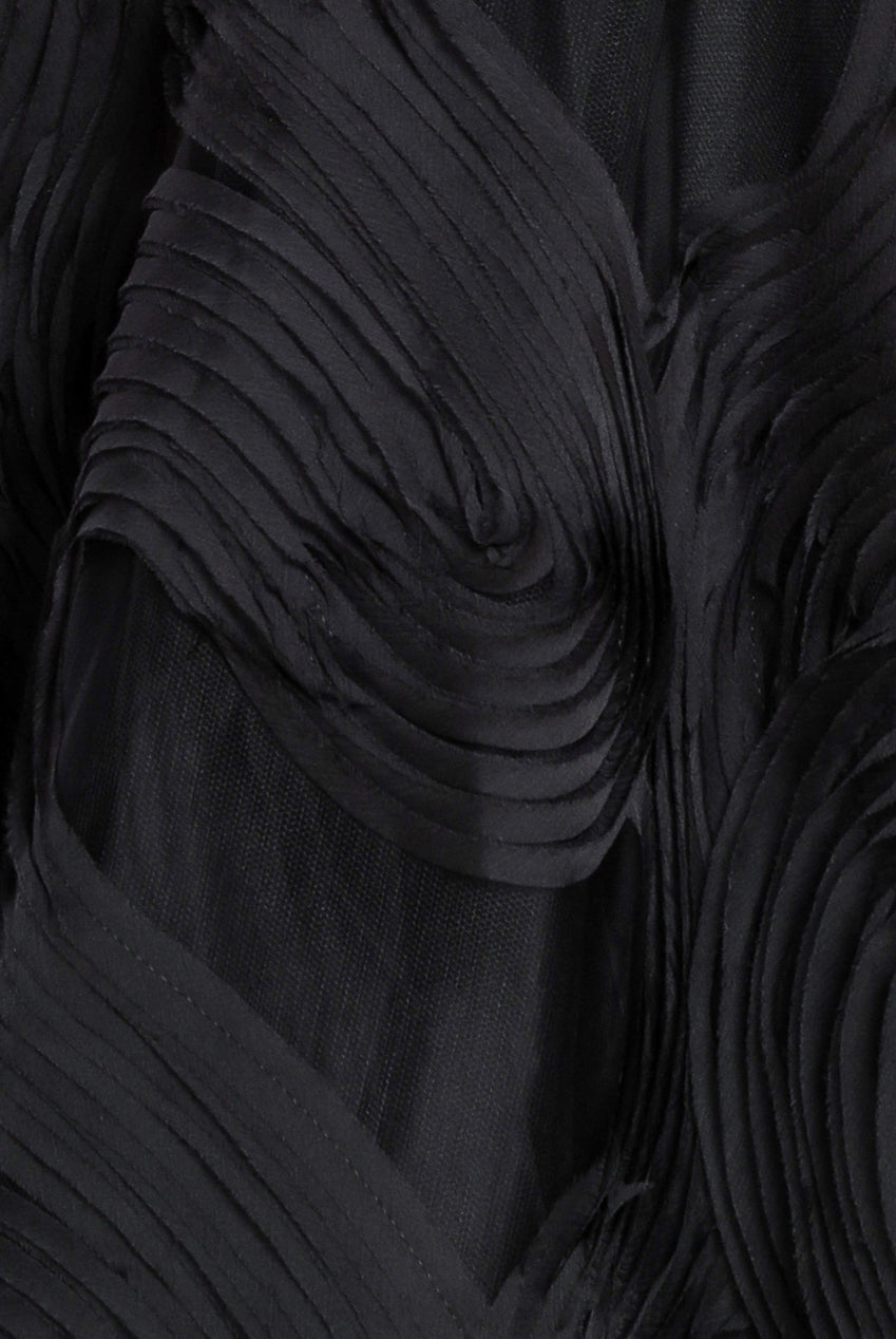 Scuba & Textured Chiffon A Line Midi Dress - Black DR4549M