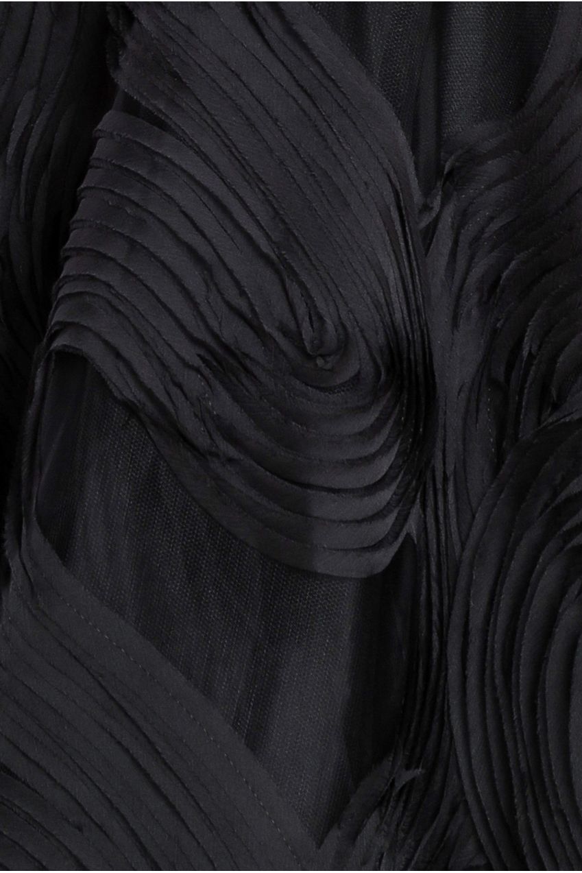 Scuba & Textured Chiffon A Line Midi Dress - Black DR4549M