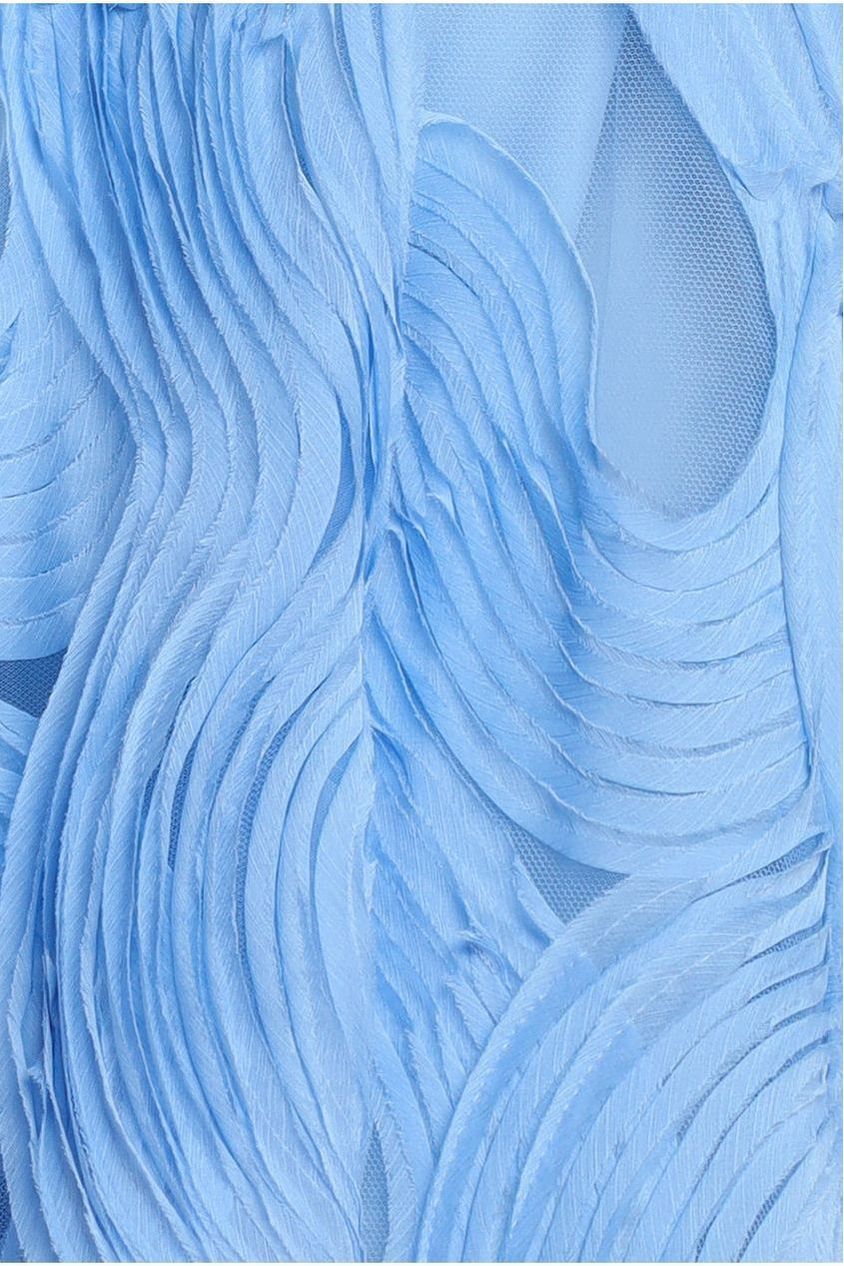 Scuba & Textured Chiffon A Line Midi Dress - Blue DR4549