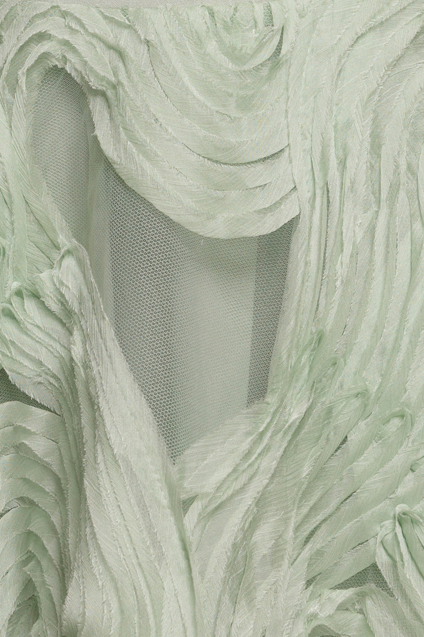 Scuba & Textured Chiffon A Line Midi Dress - Sage Green DR4549