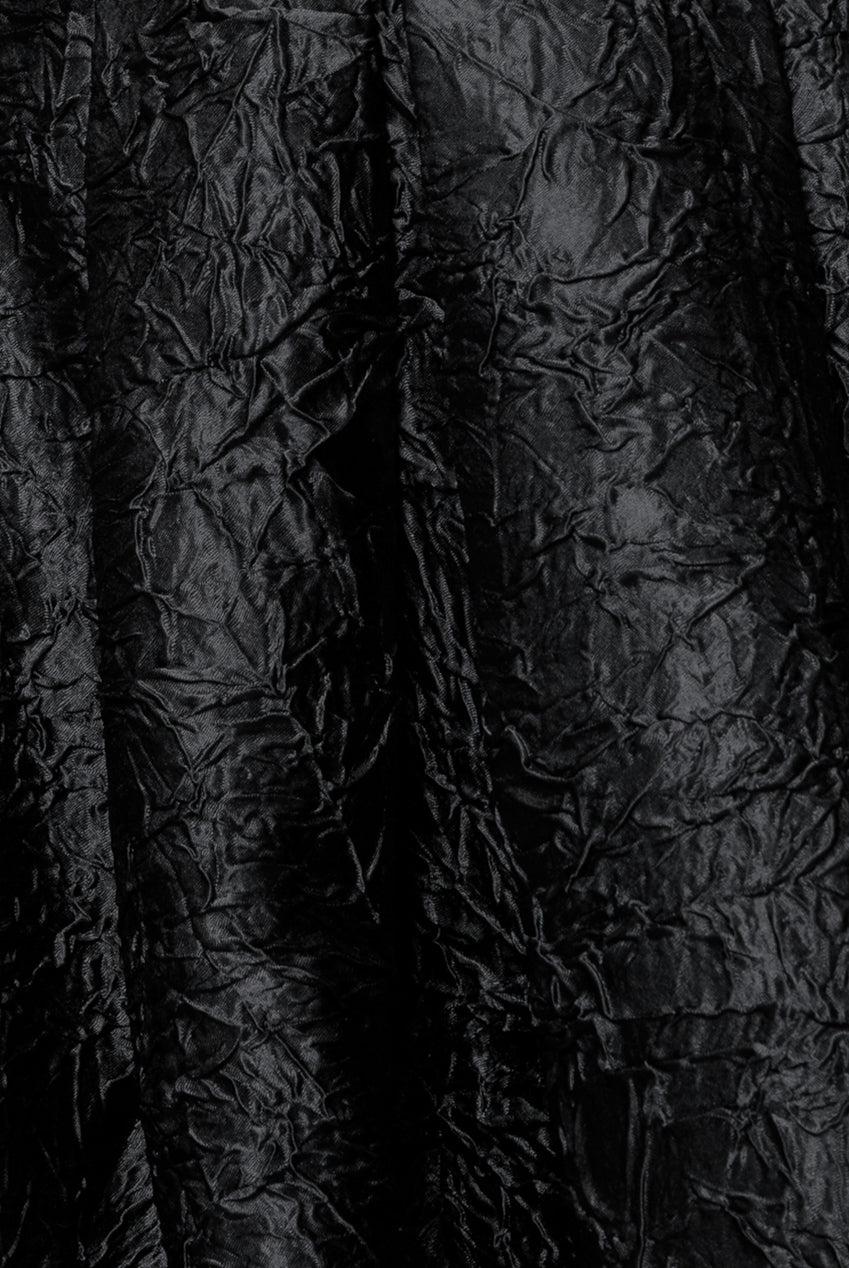 Crushed Satin Sleeveless A Line Midi Dress - Black DR4551