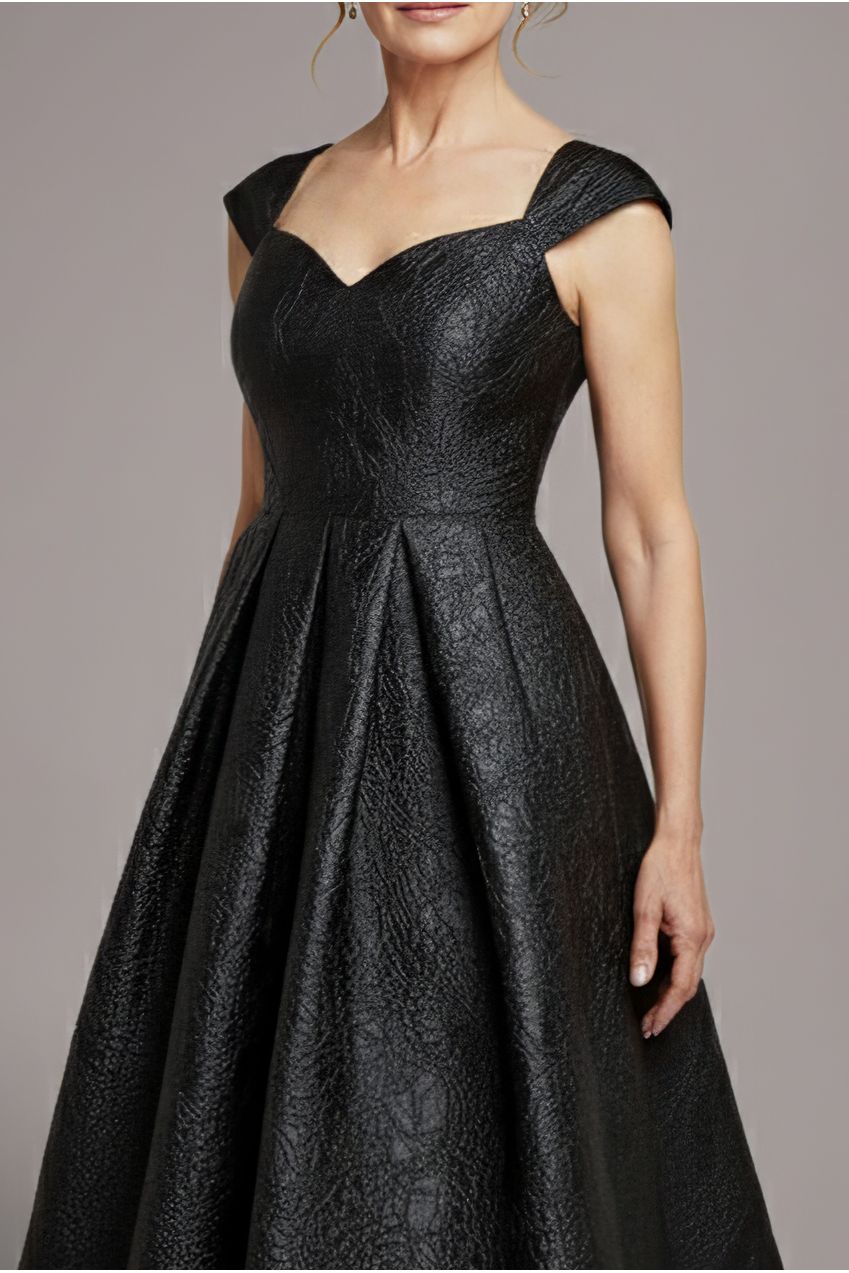 Crushed Satin Sleeveless A Line Midi Dress - Black DR4551M