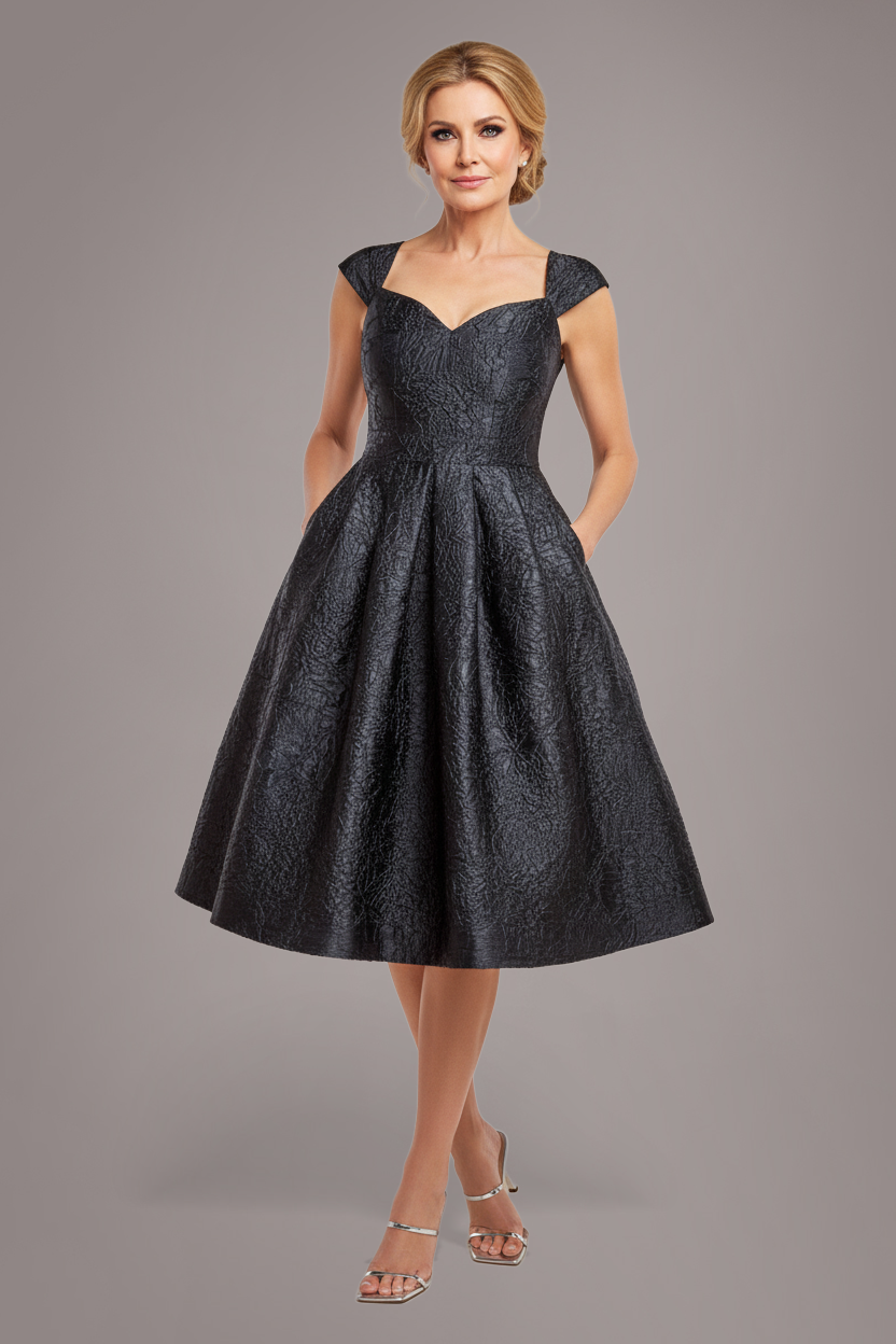 Crushed Satin Sleeveless A Line Midi Dress - Black DR4551M