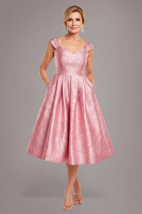 Crushed Satin Sleeveless A Line Midi Dress - Blush Pink by Goddiva