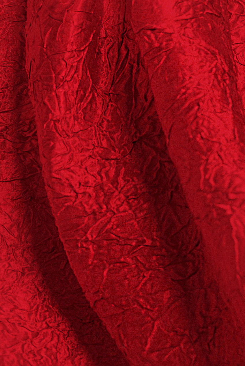 Crushed Satin Sleeveless A Line Midi Dress - Red DR4551