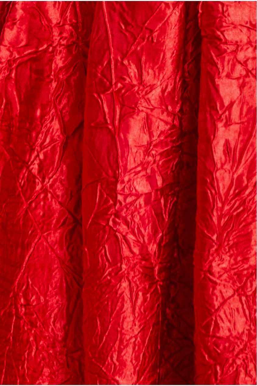 Crushed Satin Sleeveless A Line Midi Dress - Red DR4551