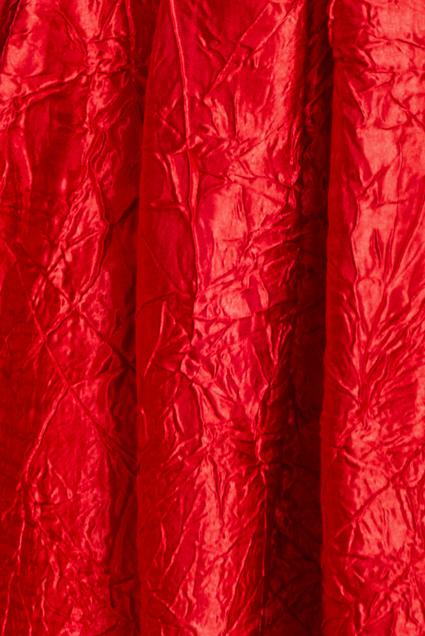 Crushed Satin Sleeveless A Line Midi Dress - Red DR4551M