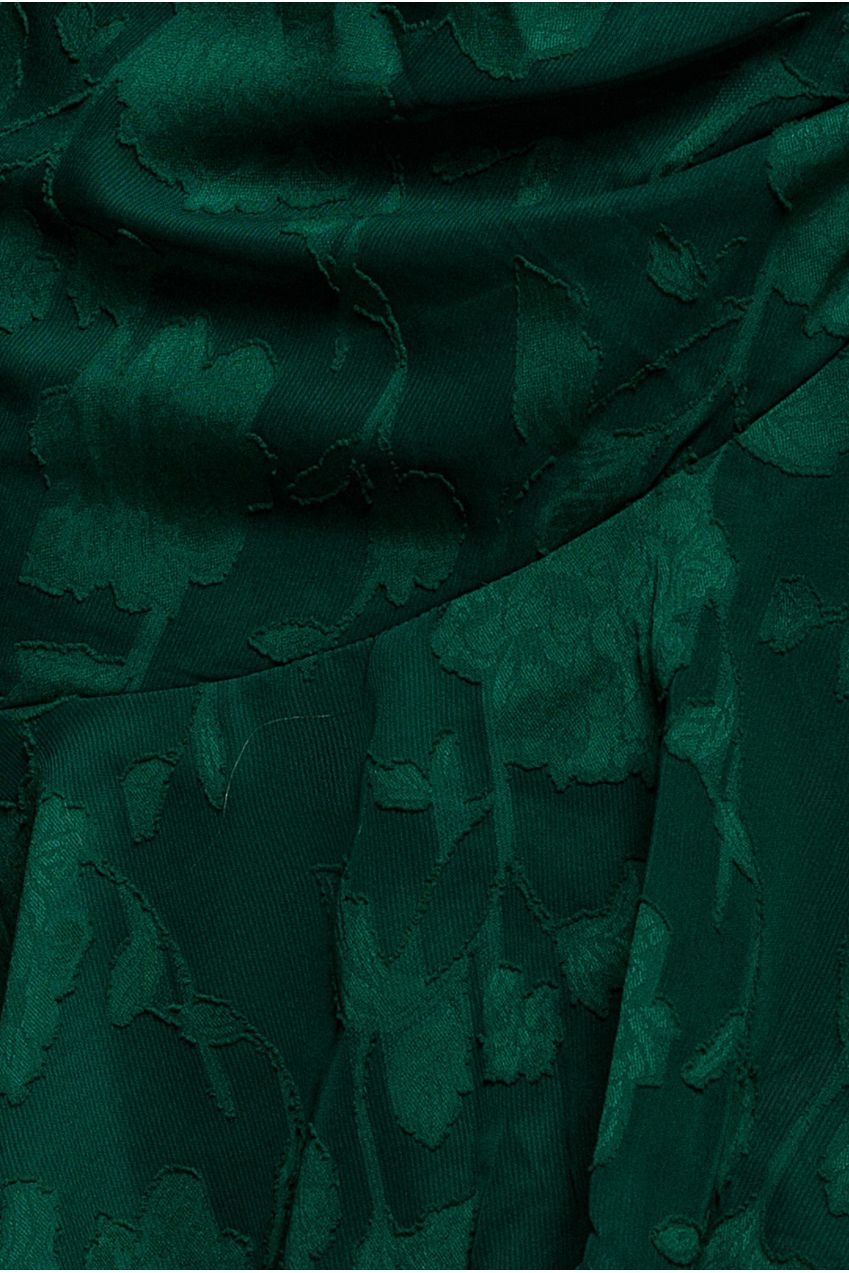 Jacquard Chiffon Wrap High Low Midaxi Dress - Emerald Green DR4552