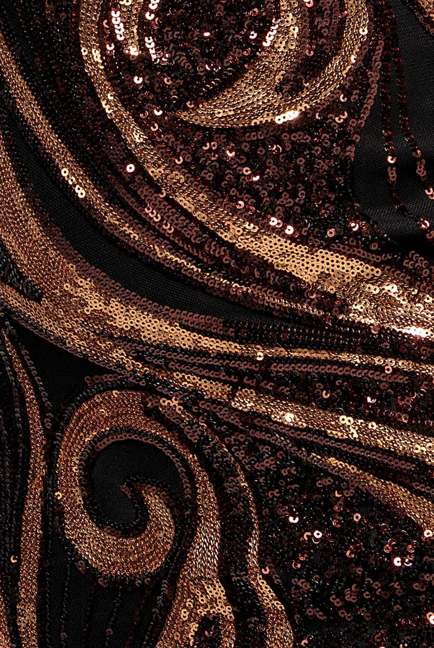Strapless Multi Sequin Maxi Dress - Bronze DR4566