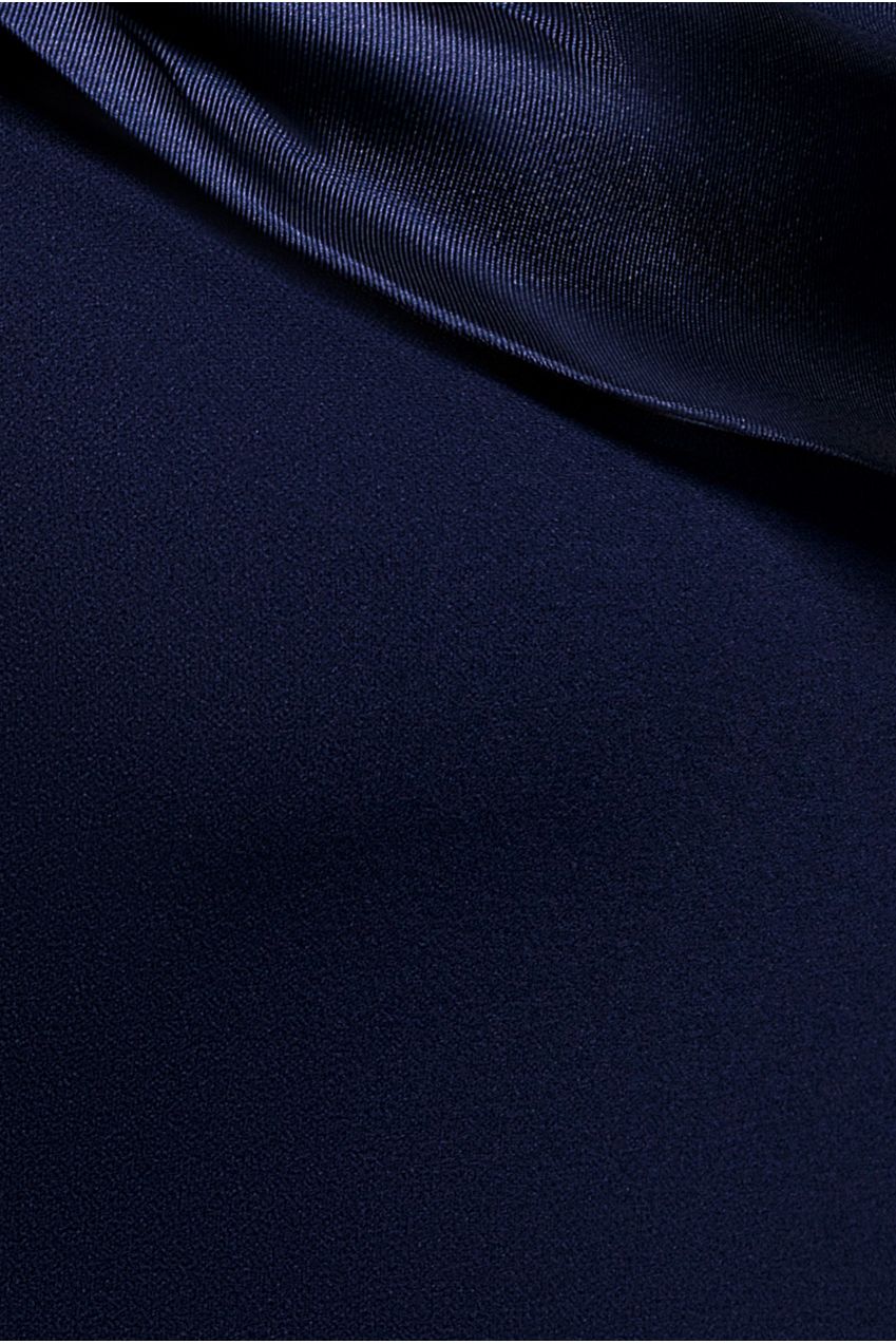 Satin Twist One Shoulder Maxi Dress - Navy Blue DR4576QZ