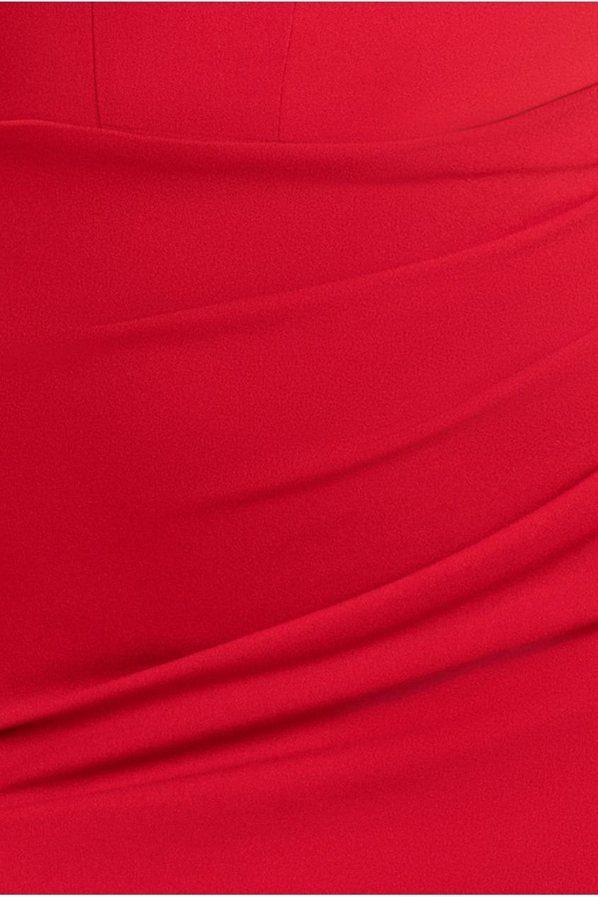 Off The Shoulder Draped Sleeve Maxi Dress With Diamante Neckline - Red DR4588