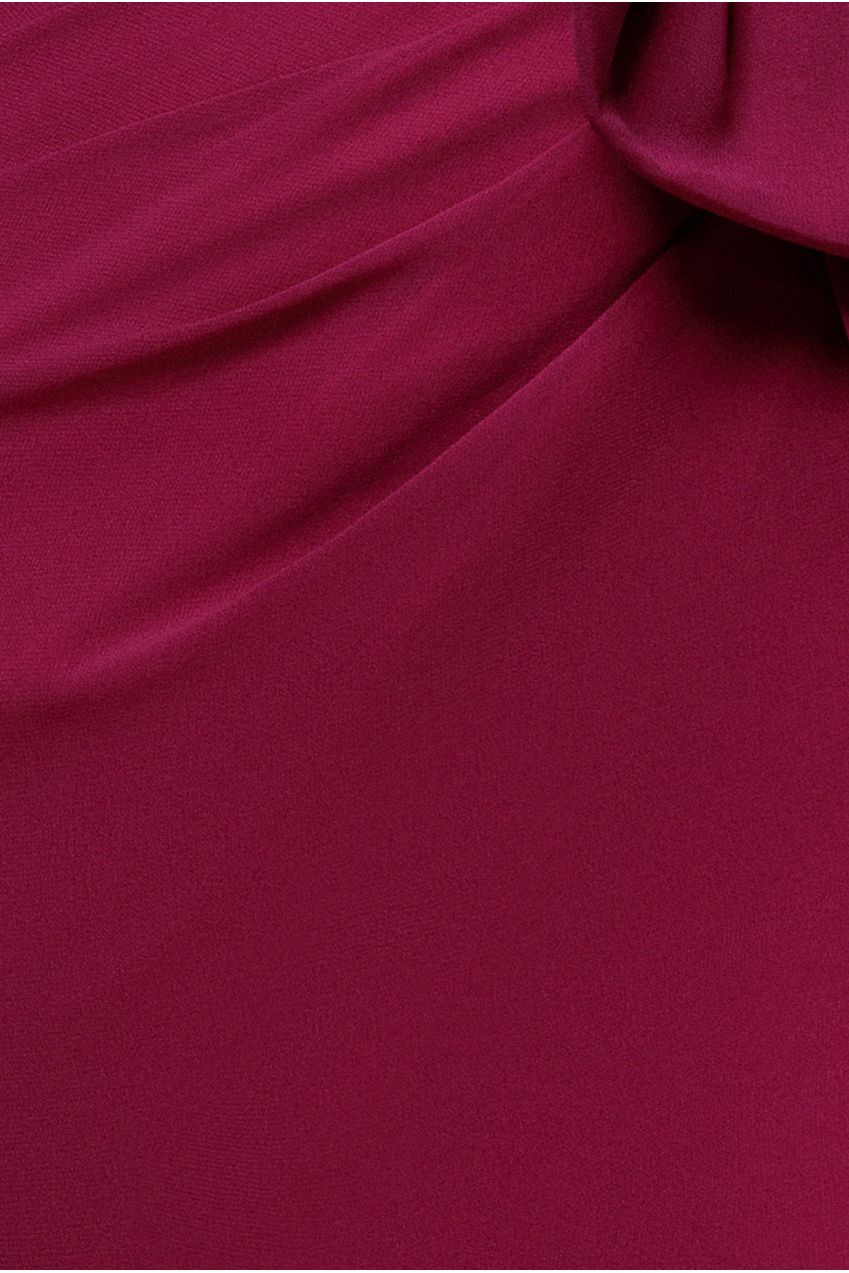 One Shoulder Cowl With Bow Detail Maxi Dress - Magenta DR4606