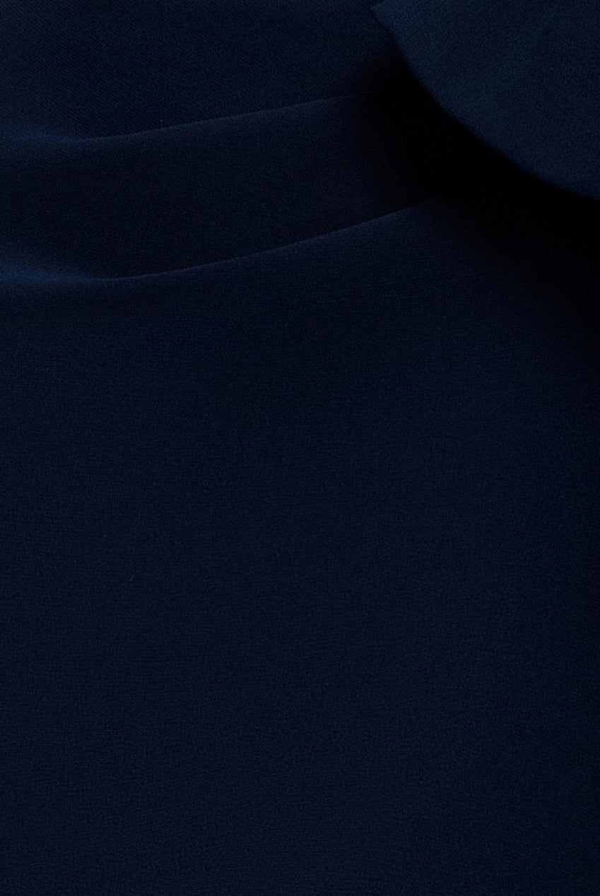 One Shoulder Cowl With Bow Detail Maxi Dress - Navy Blue DR4606