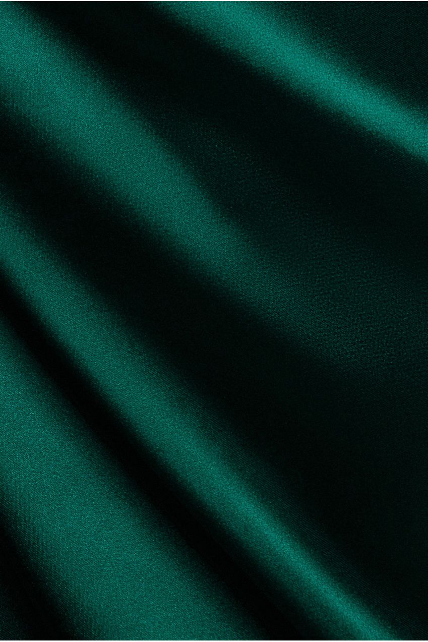 Cowl Neck Back Wing Satin High Low Midi Dress - Emerald Green DR4608