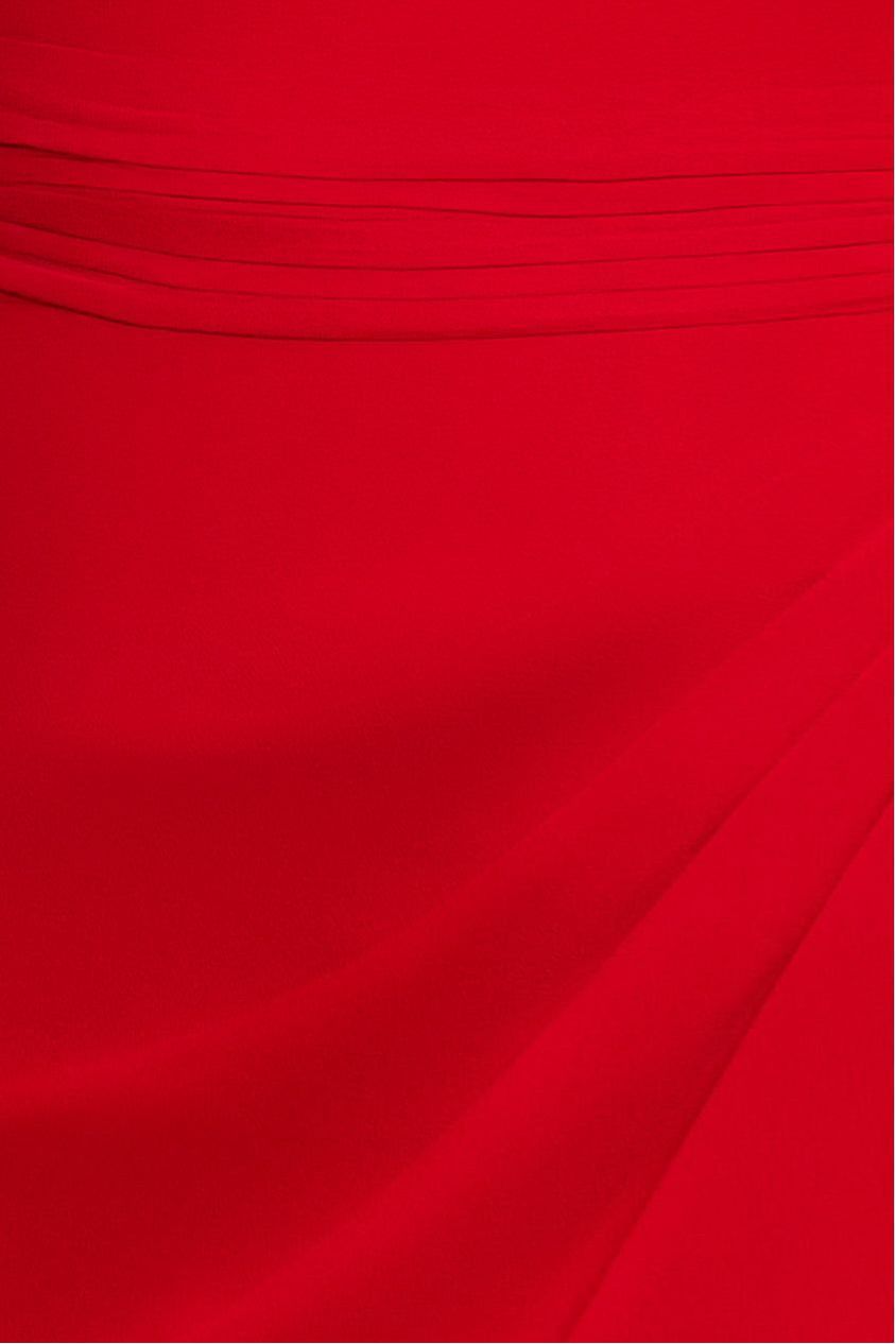 Halterneck Thigh Split Chiffon Maxi Dress - Red DR4610