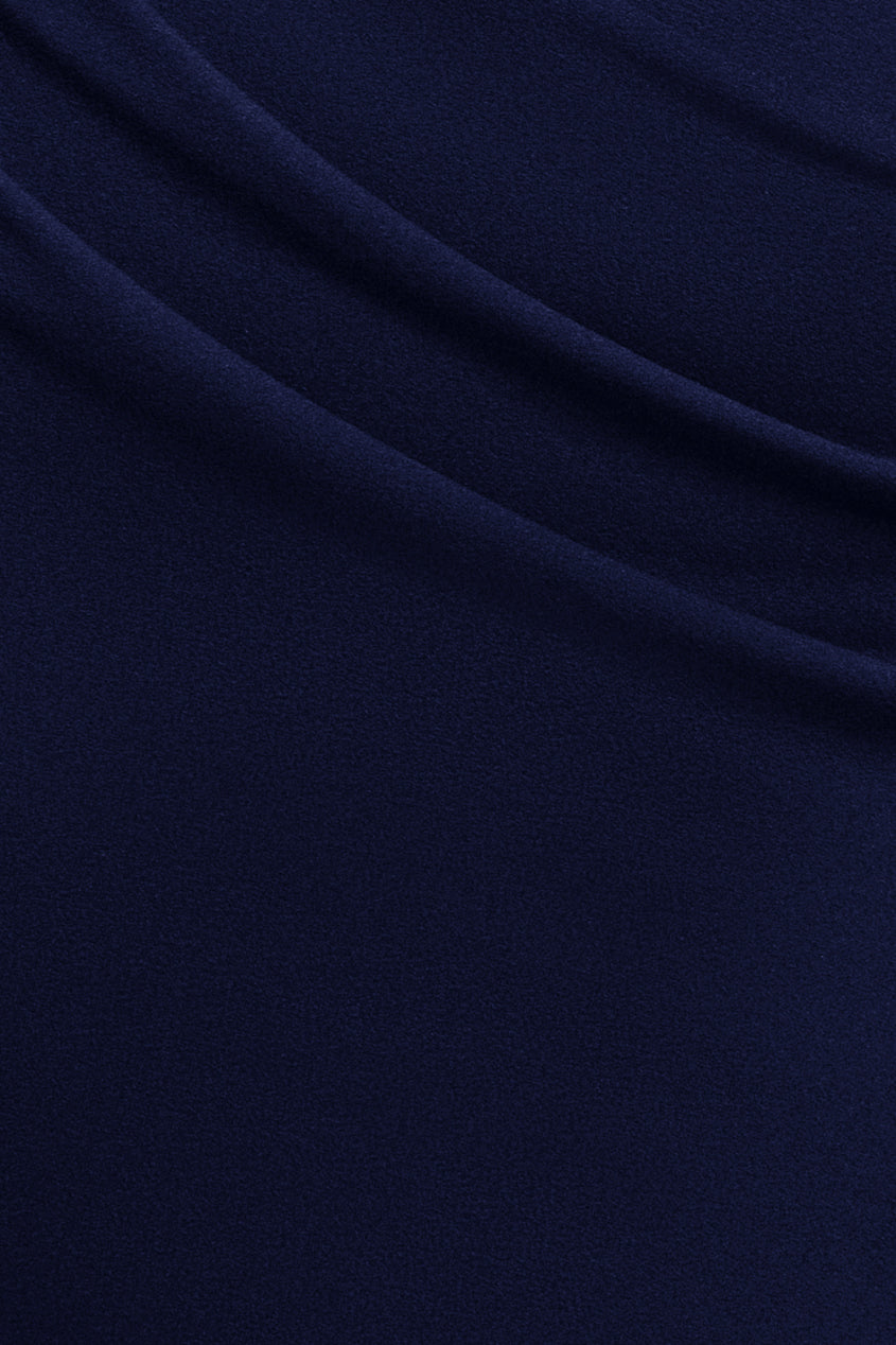 Puffy Satin Sleeve Scuba Maxi Dress - Navy Blue DR4622