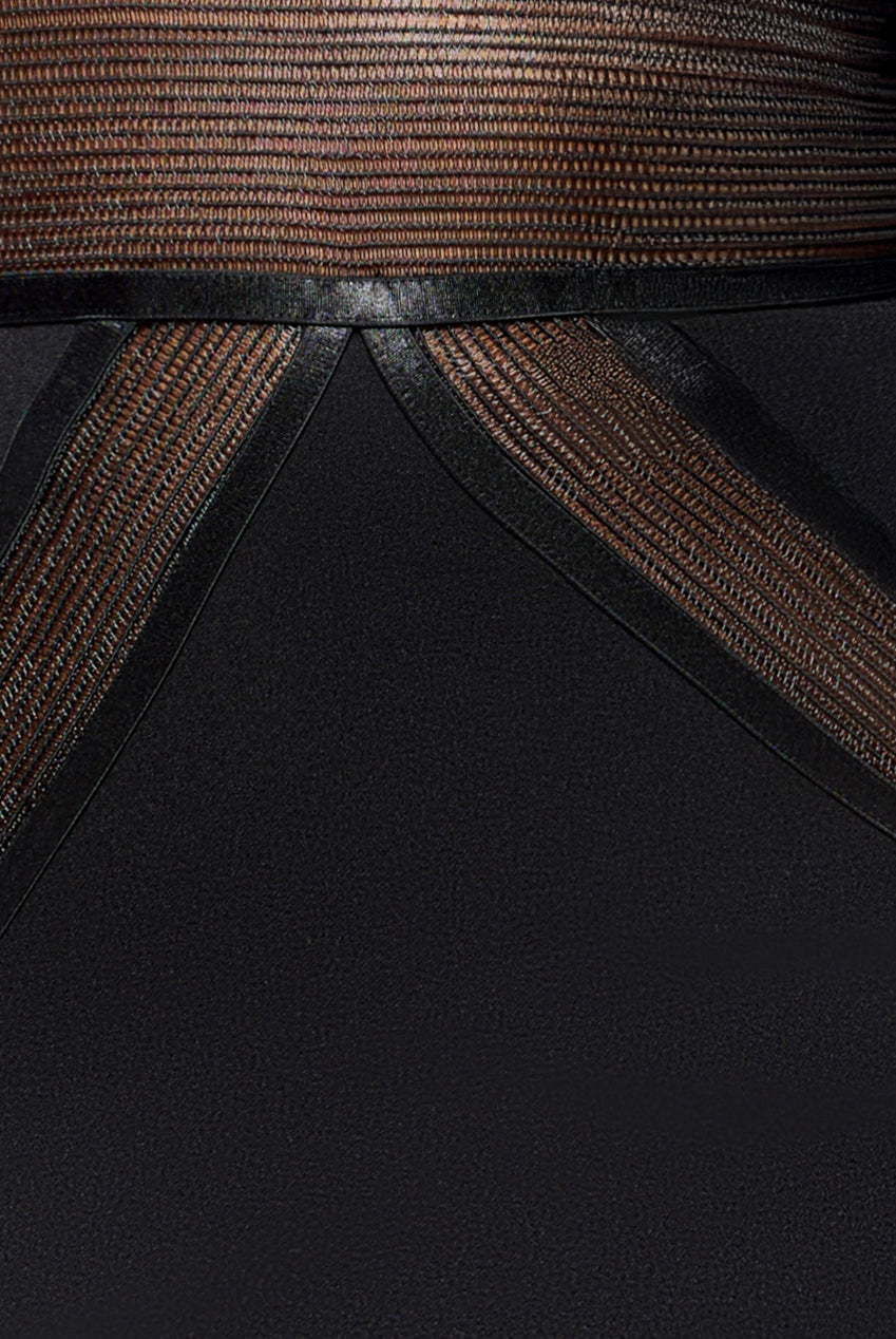 Front Crossover Lurex Split Maxi Dress - Black DR4631