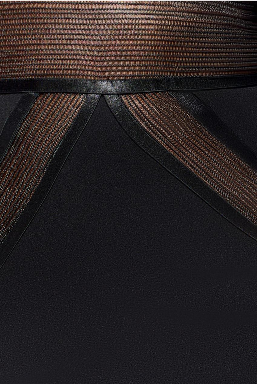 Front Crossover Lurex Split Maxi Dress - Black DR4631