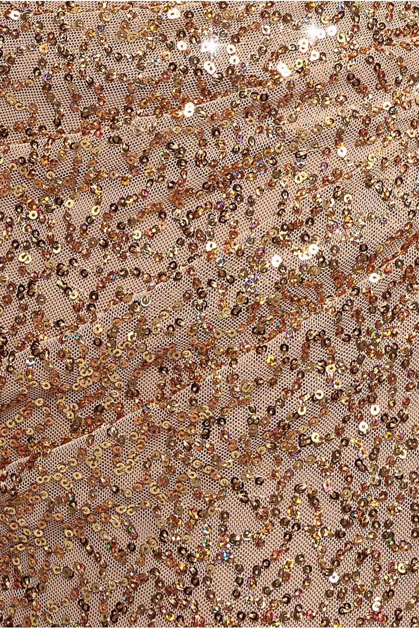 Cap Sleeve Iridescent Sequin Cowl Maxi Dress - Gold DR4633PLUS