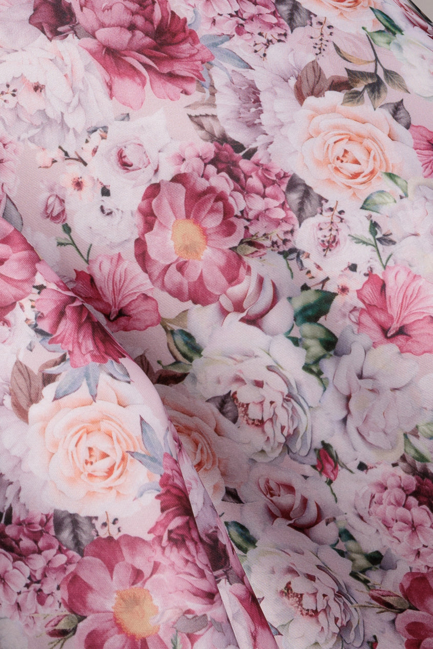 Floral Print A-Line Sweetheart Midi Dress - Blush Pink DR4635