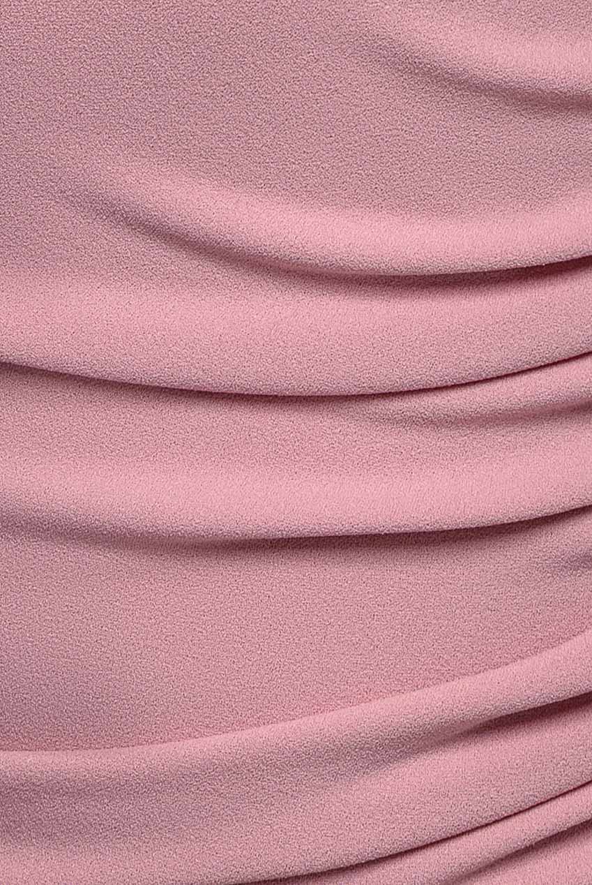 One Shoulder Puffed Satin Sleeve Evening Maxi Dress - Blush Pink DR4640