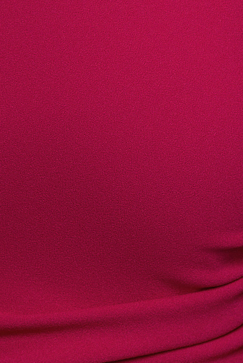 One Shoulder Puffed Satin Sleeve Evening Maxi Dress - Magenta DR4640