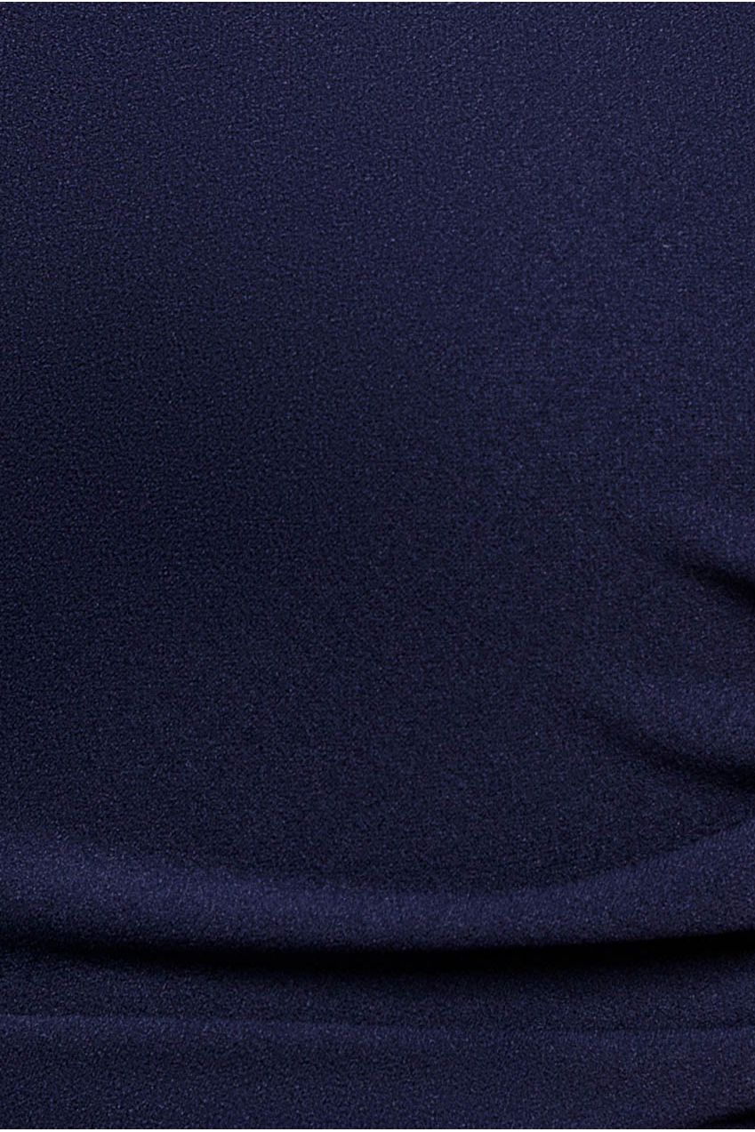 One Shoulder Puffed Satin Sleeve Evening Maxi Dress - Navy Blue DR4640
