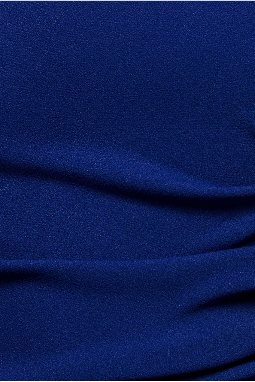 One Shoulder Puffed Satin Sleeve Evening Maxi Dress - Royal Blue DR4640
