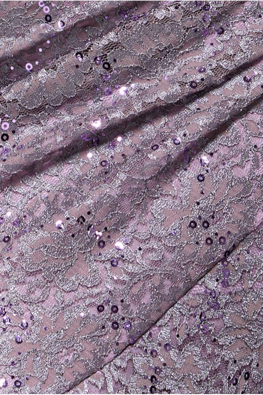 Cowl Neck Sequin Lace Maxi Dress - Dusky Purple DR4644