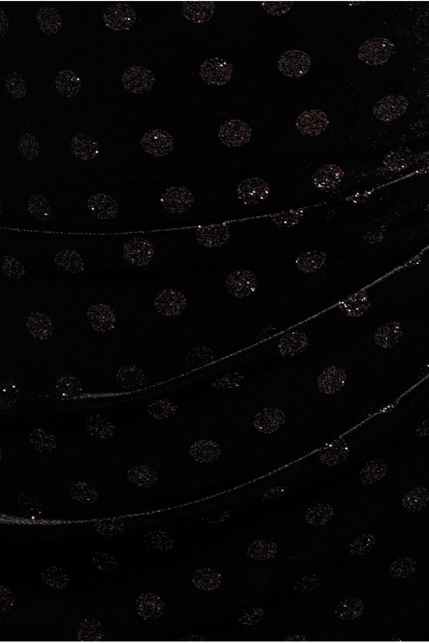 Glitter Polka Dot Velvet One Shoulder Maxi Dress - Black DR4646