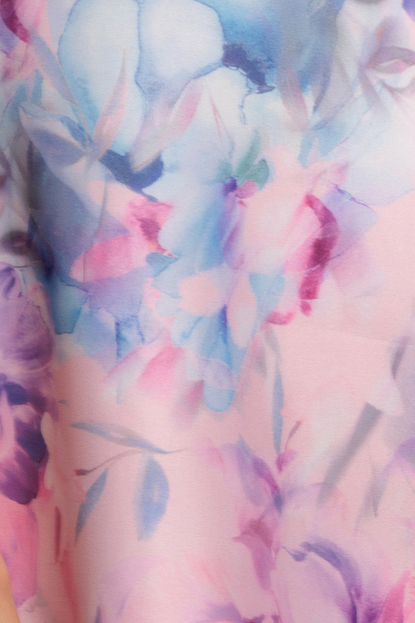 Printed Scuba Square Neck Puff Sleeve Midi Dress - Blush Pink DR4650