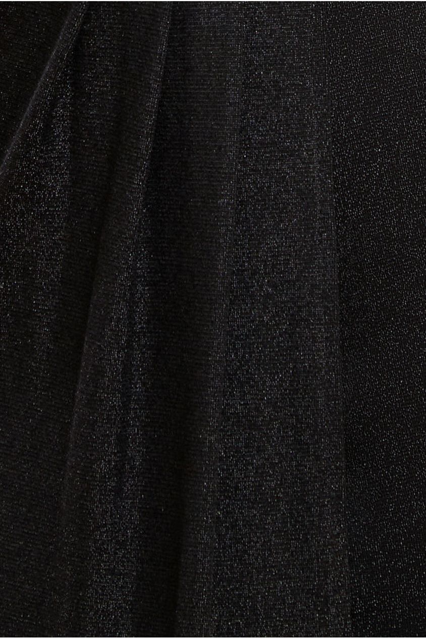 Front Wrap Lurex Bodycon Maxi Dress - Black DR4657